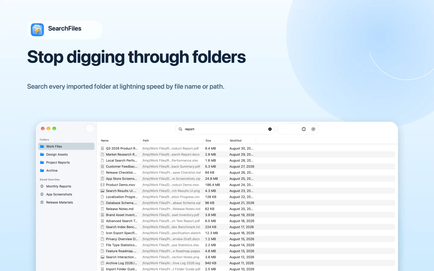SearchFiles lightning-fast file search